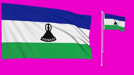 pantalla verde ondeando la bandera de lesotho o el asta de la bandera