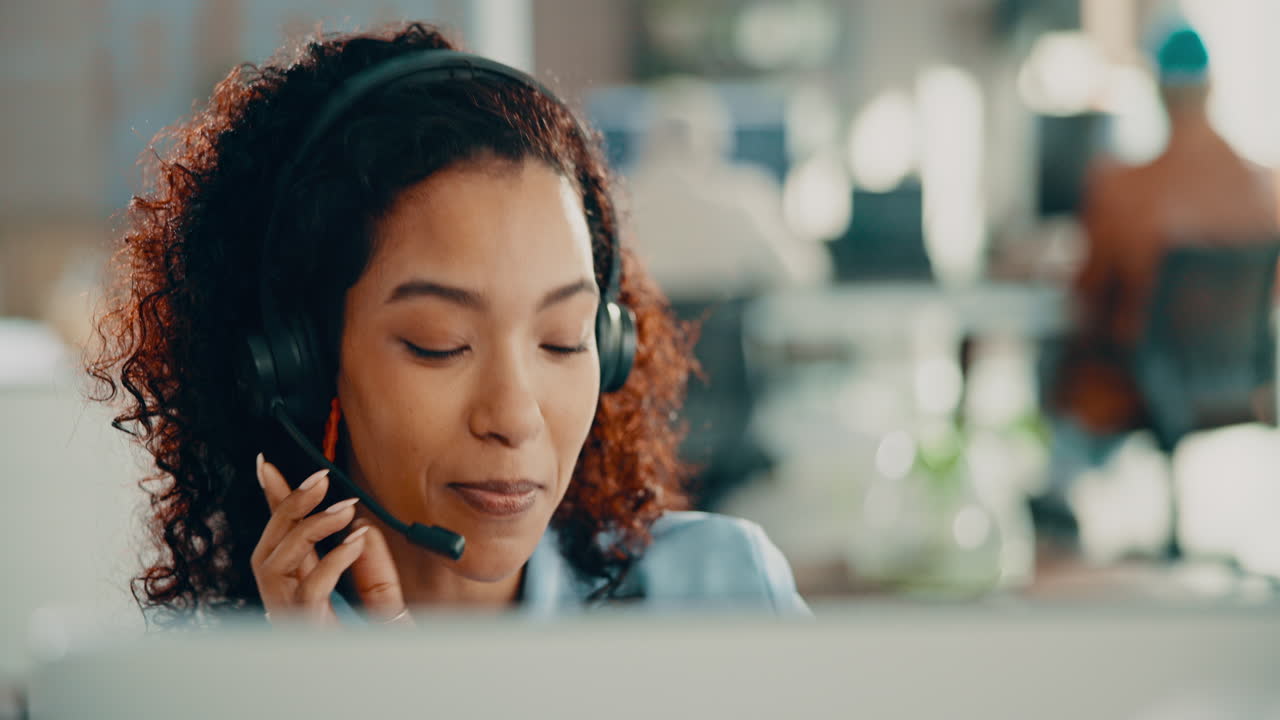 Woman working in customer service with headset