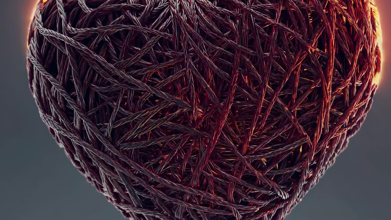 Abstract Glowing Heart of Wires