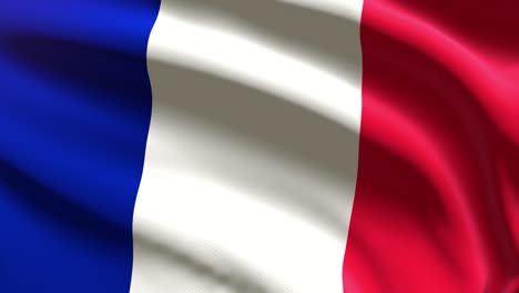 fiesta 60fps bandera de francia coloreada en azul, rojo, blanco ondeando en el viento 4k uhd 3d animación de bucle sin costuras