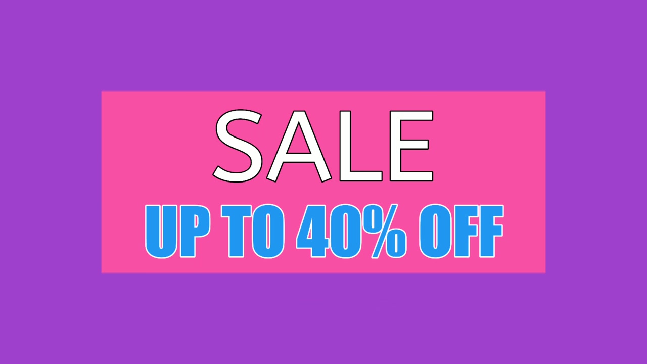 Animation Motion graphics SALE DISCOUNT up to 40 percent text on purple background for business promotion advertorial concept video elements