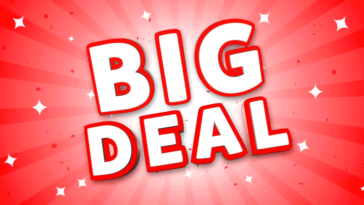 un gran texto en 3d en el fondo de confeti que cae.