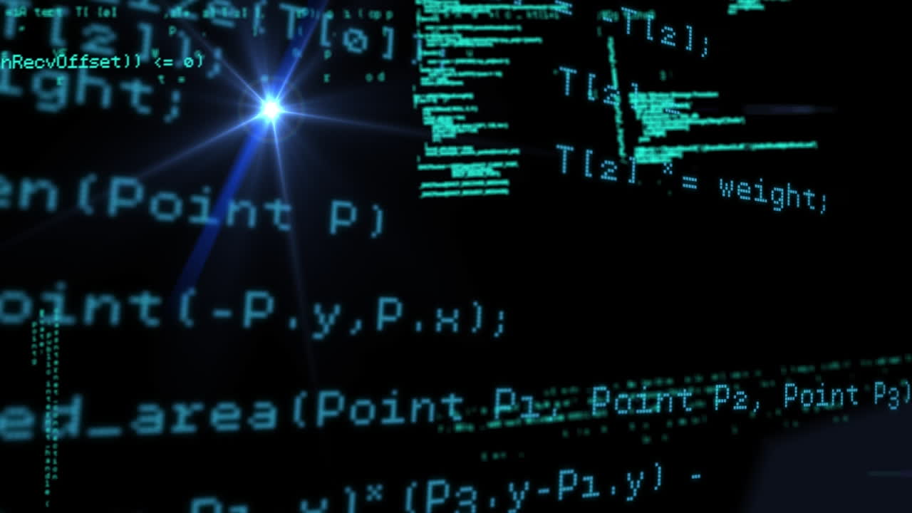 animación del procesamiento de datos con luz brillante