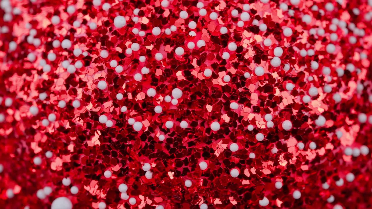 Sparkling Red Glitter with White Beads Background