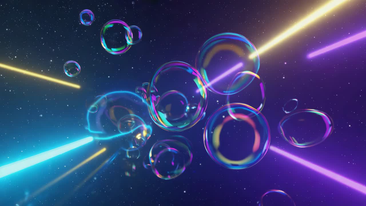 Abstract Bubbles and Neon Lights Background