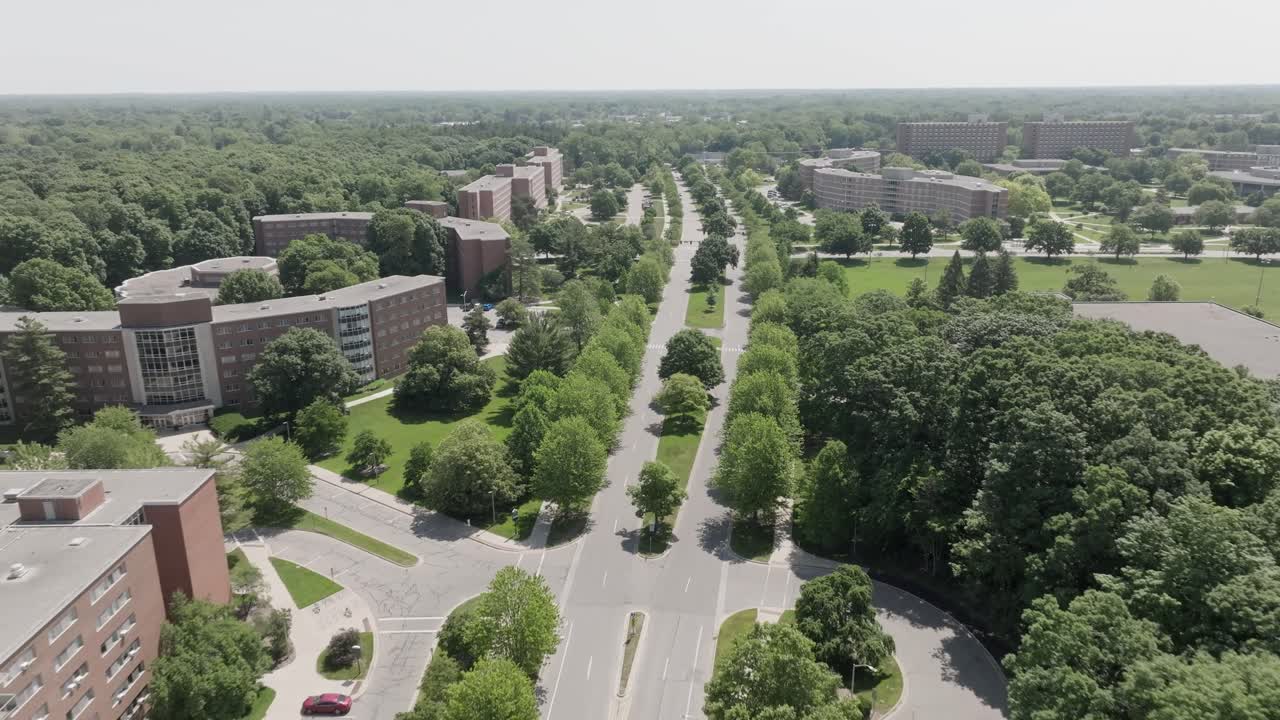 Michigan State University Aerial Drone Shaw near dorms