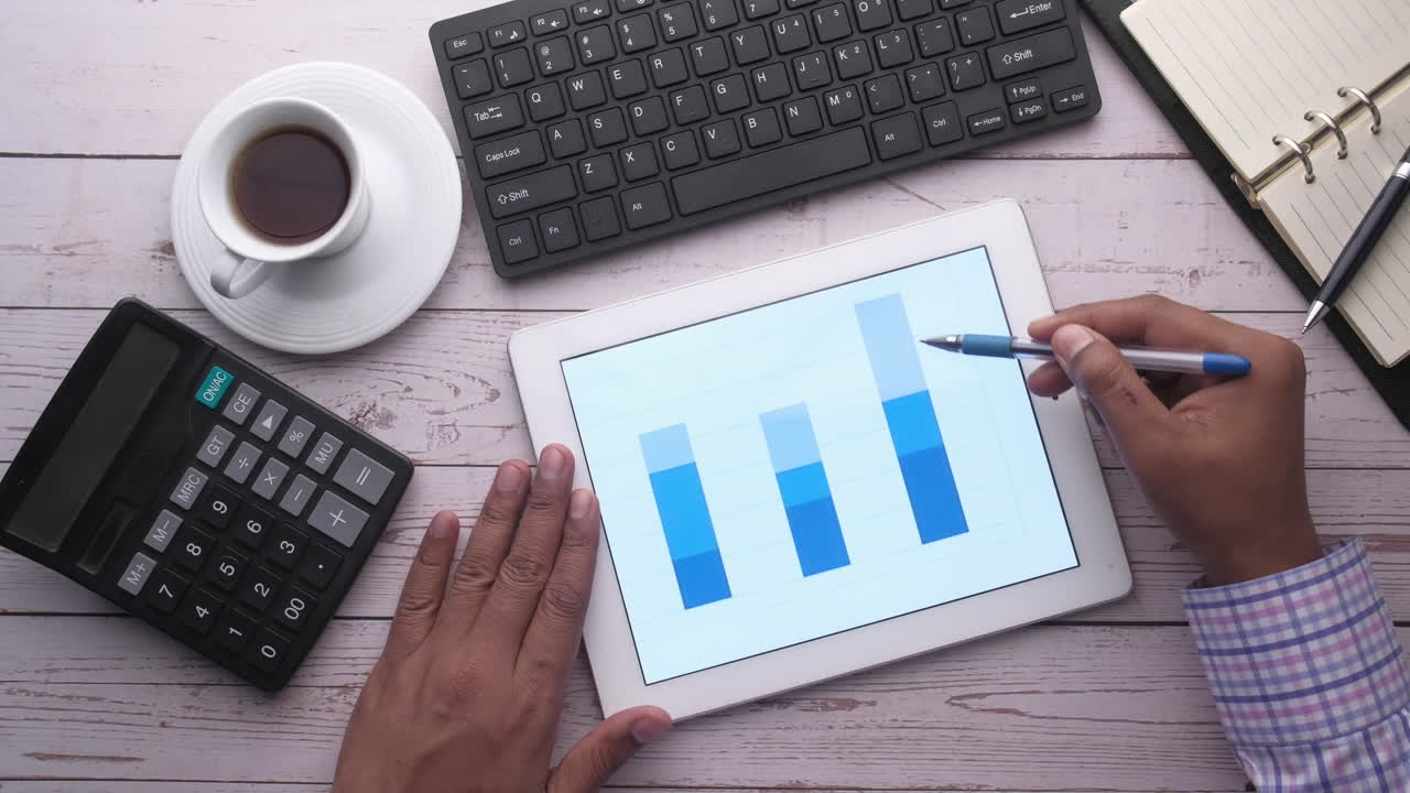 Forretningsanalyse og rapport på tablet