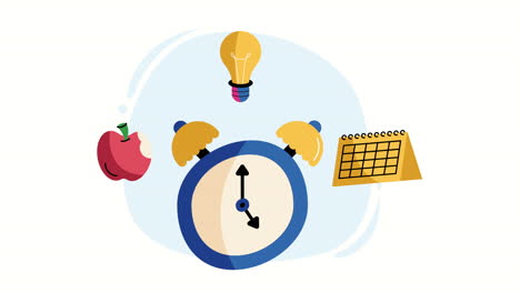 school supplies in watch animation