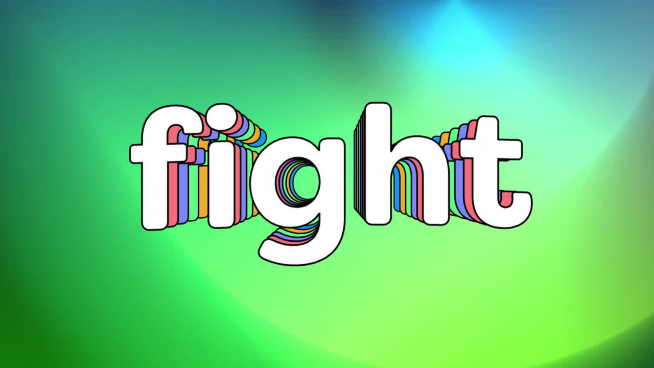 animación del texto de la lucha sobre un fondo colorido