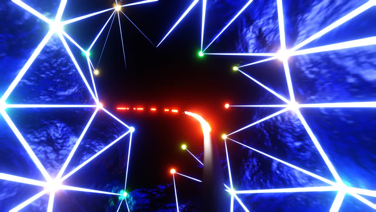 animación 3d en bucle de 4k, lámparas de neón resplandecedoras abstractas sin costuras, lámpas fluorescentes. fondo futurista