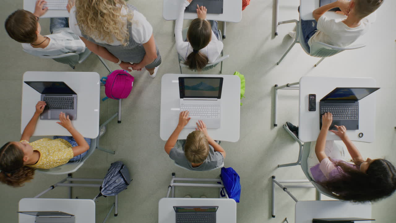 Elementary School Children Using Computers Doing Creative 3D Design Projects