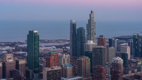 chicago south loop cityscape - day to night time lapse