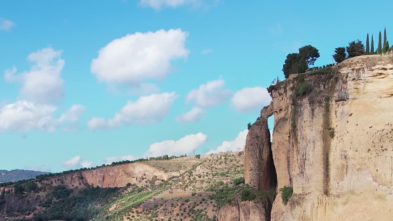 Vista a picco su Malaga con alberi sotto un cielo blu