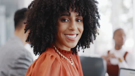 Face,-business-and-black-woman-in-meeting