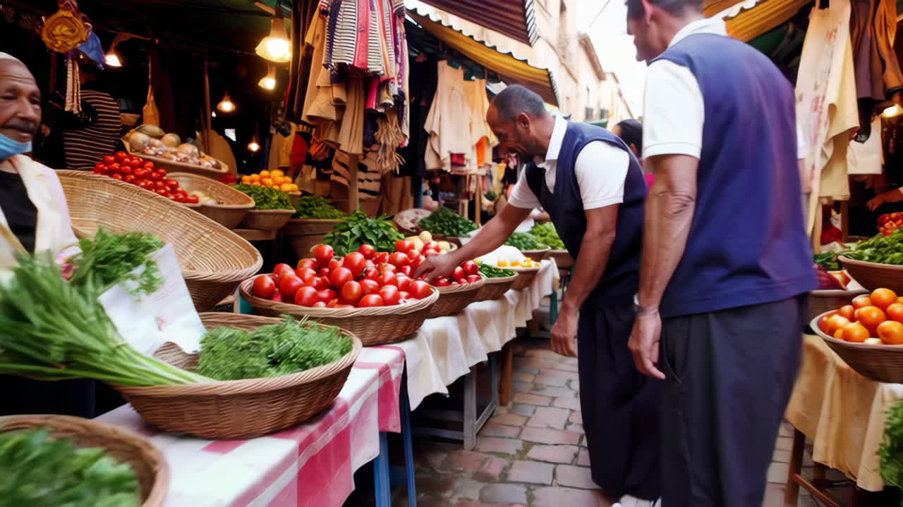 Busy Street Market in a Mediterranean City
