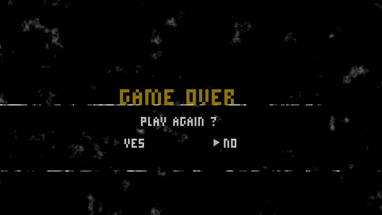 Retro Pixel Art Game Over Screen with Glitch Effect