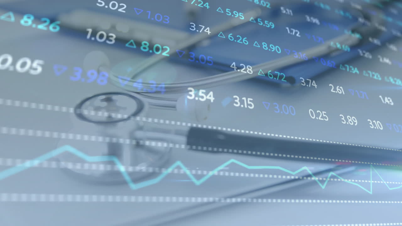 의료 장비에 대한 금융 데이터 및 주식 시장 애니메이션