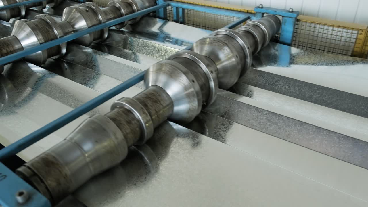 Metal sheet forming machine at the modern metalwork factory.