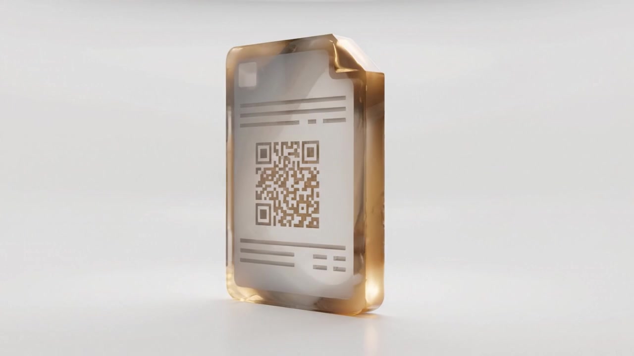 Translucent Document with QR Code Displayed on a Smooth Surface, Highlighting Modern Technology Integration and Digital Connectivity Concepts.