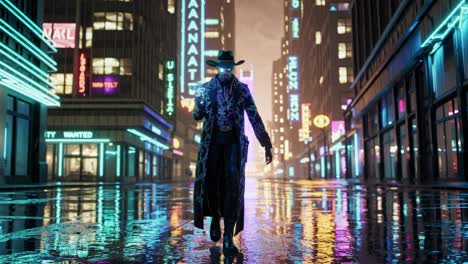 cyberpunk cowboy in neon city