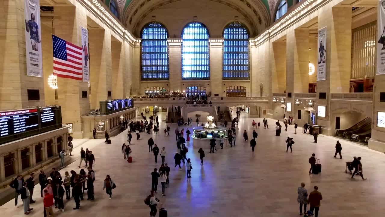 A timelapse of people walking inside of Grand Central Terminal in New York City
