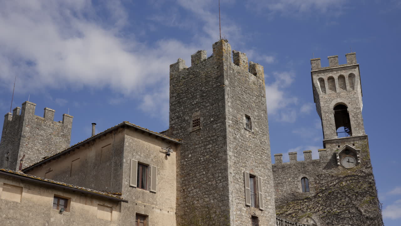 Medieval Castle and Towers in a Tuscan Town