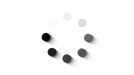 animation of black dot icon that are arranged around each other in a circle on white background. indicator for loading progress. seamless looping. video animated background.