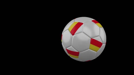 bandera de osetia del sur en una pelota de fútbol voladora en un fondo transparente canal alfa