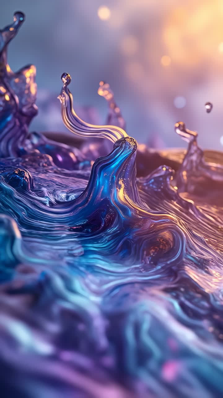 Ethereal Abstract Liquid Art with Vibrant Blue and Purple Tones
