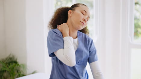 doctor, stress and woman with neck pain