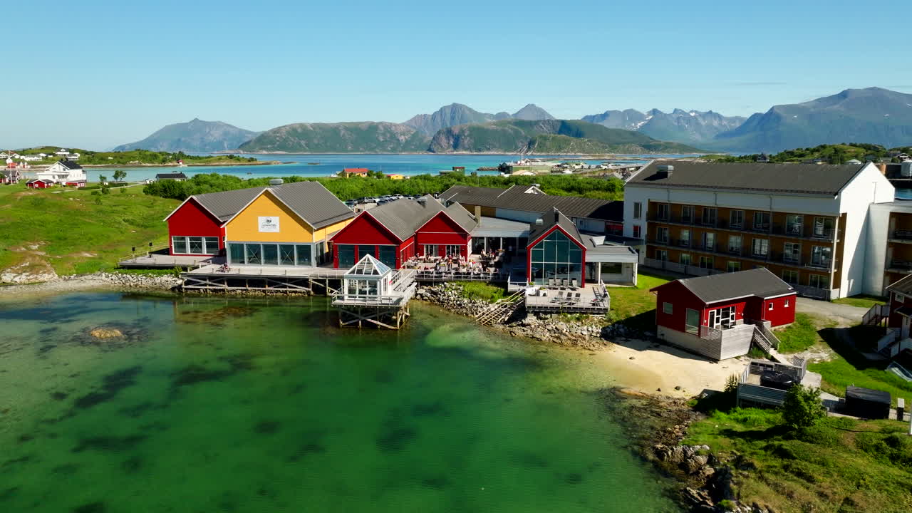 Norsk feriested, retreat-innkvartering, feriedestinasjon, luftfoto