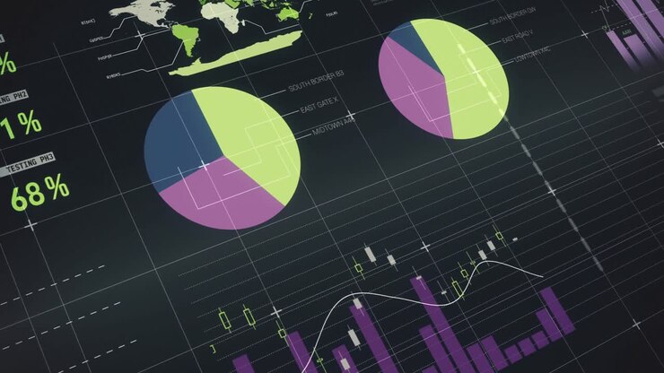 Digital composite of financial charts 4k