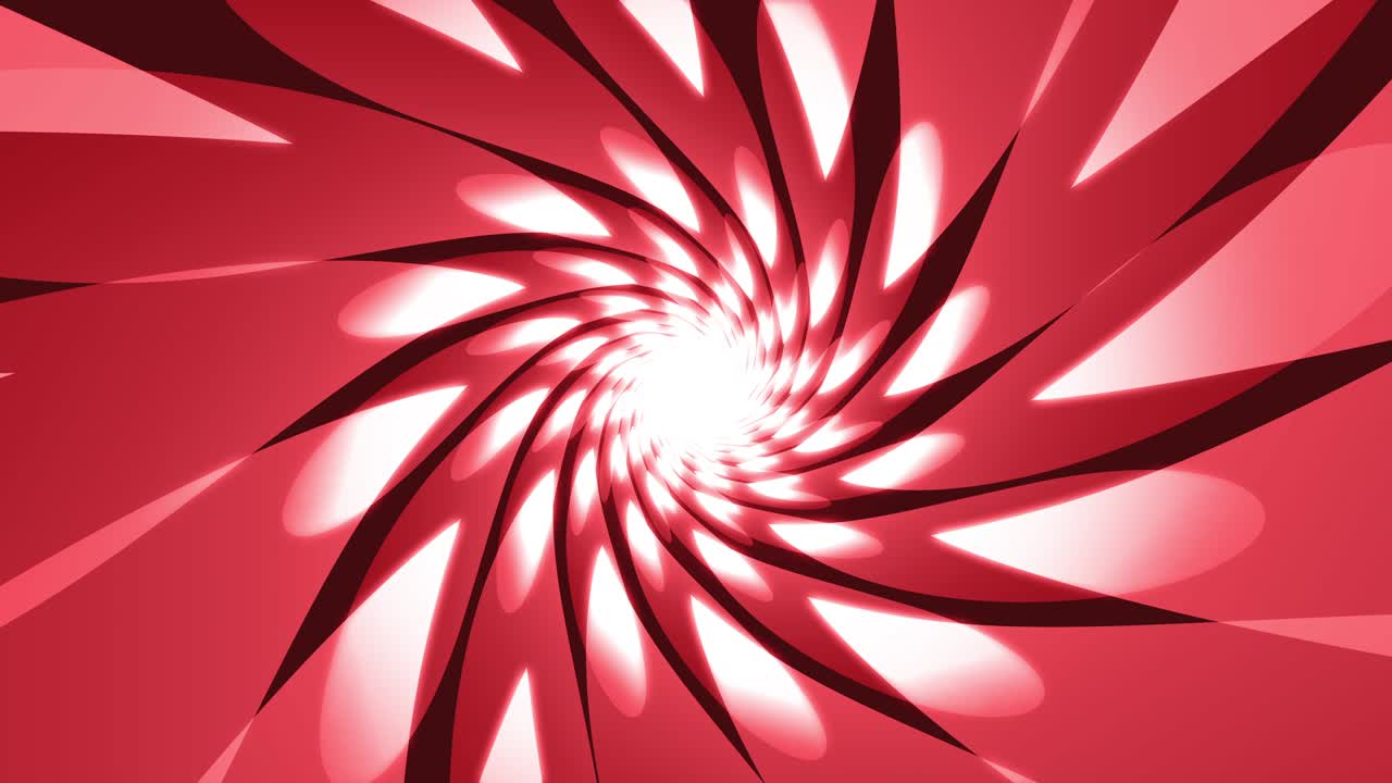 fondo de animación de bucle espiral esférico y brillante rojo