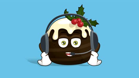 operador de llamada de pastel de navidad de dibujos animados con animación facial alfa mate