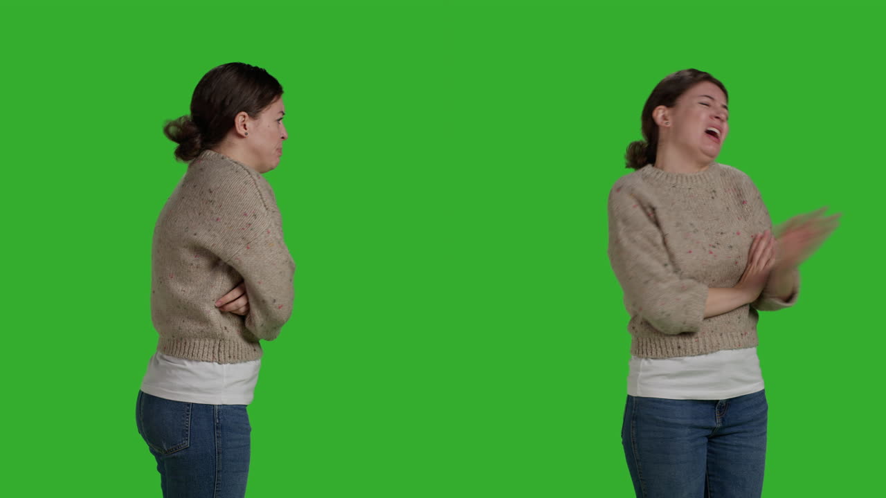 Woman Arguing on Green Screen