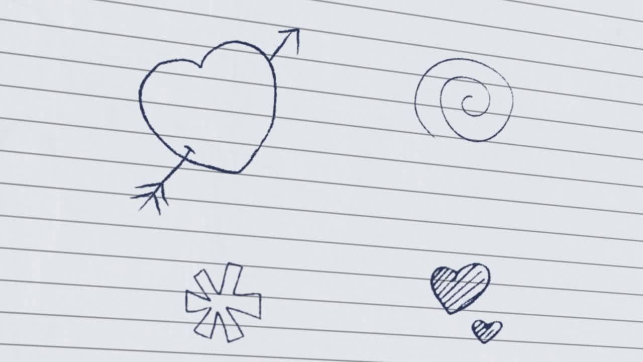 종이 한 장 위 에 있는 학교 물건 들 의 애니메이션