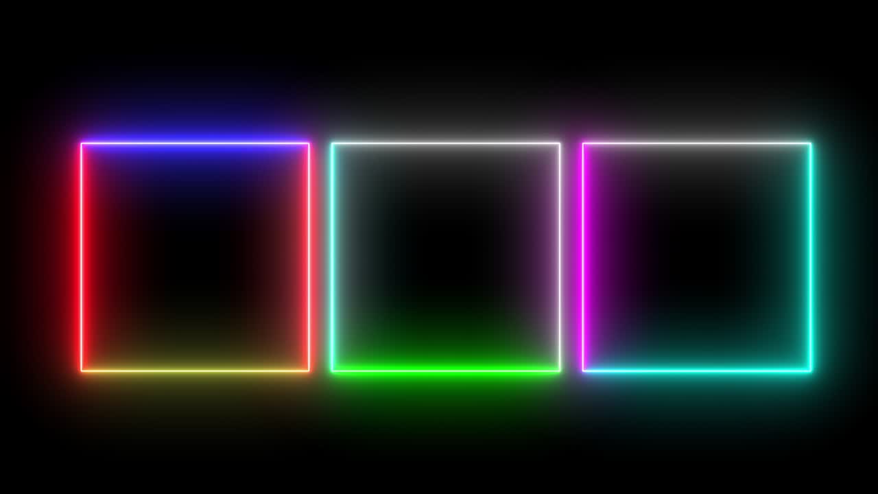 resumen colorido de la línea de neón llama brillante parpadeante bucle de animación al azar en un fondo negro.