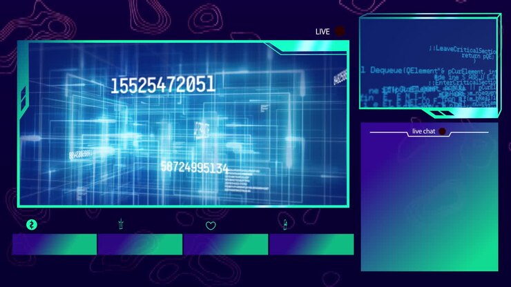Animation of numbers changing data processing on screens