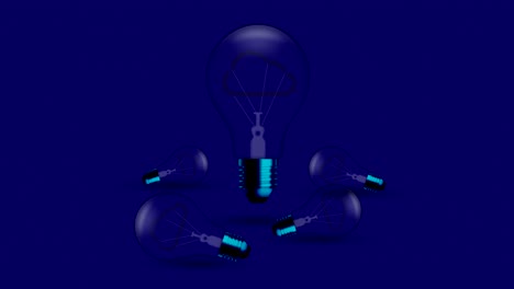 cloud icon symbol incandescent light bulb blink switch on set connection concept glow in blue gradient background seamless looping animation 4k, with copy space