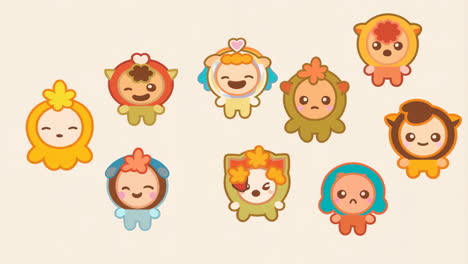 collection of adorable cartoon characters