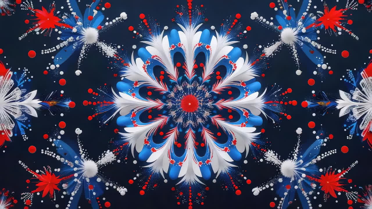 Abstract Red White and Blue Kaleidoscope Fractal Pattern