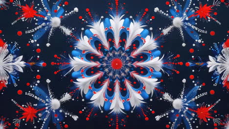 abstract red white and blue kaleidoscope fractal pattern