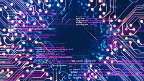animación del procesamiento de datos a través de conexiones