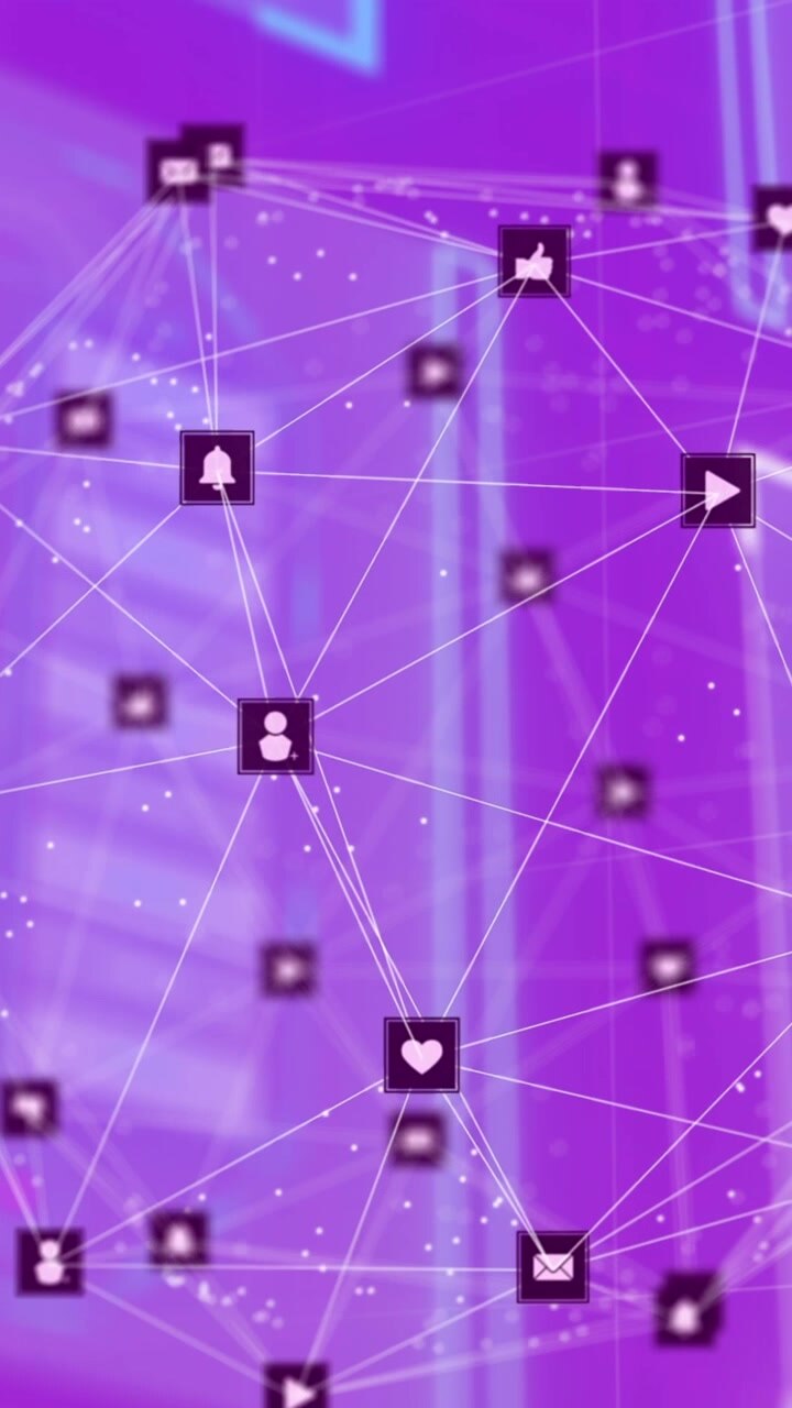 Animación de red de conexiones y procesamiento de datos en interfaz