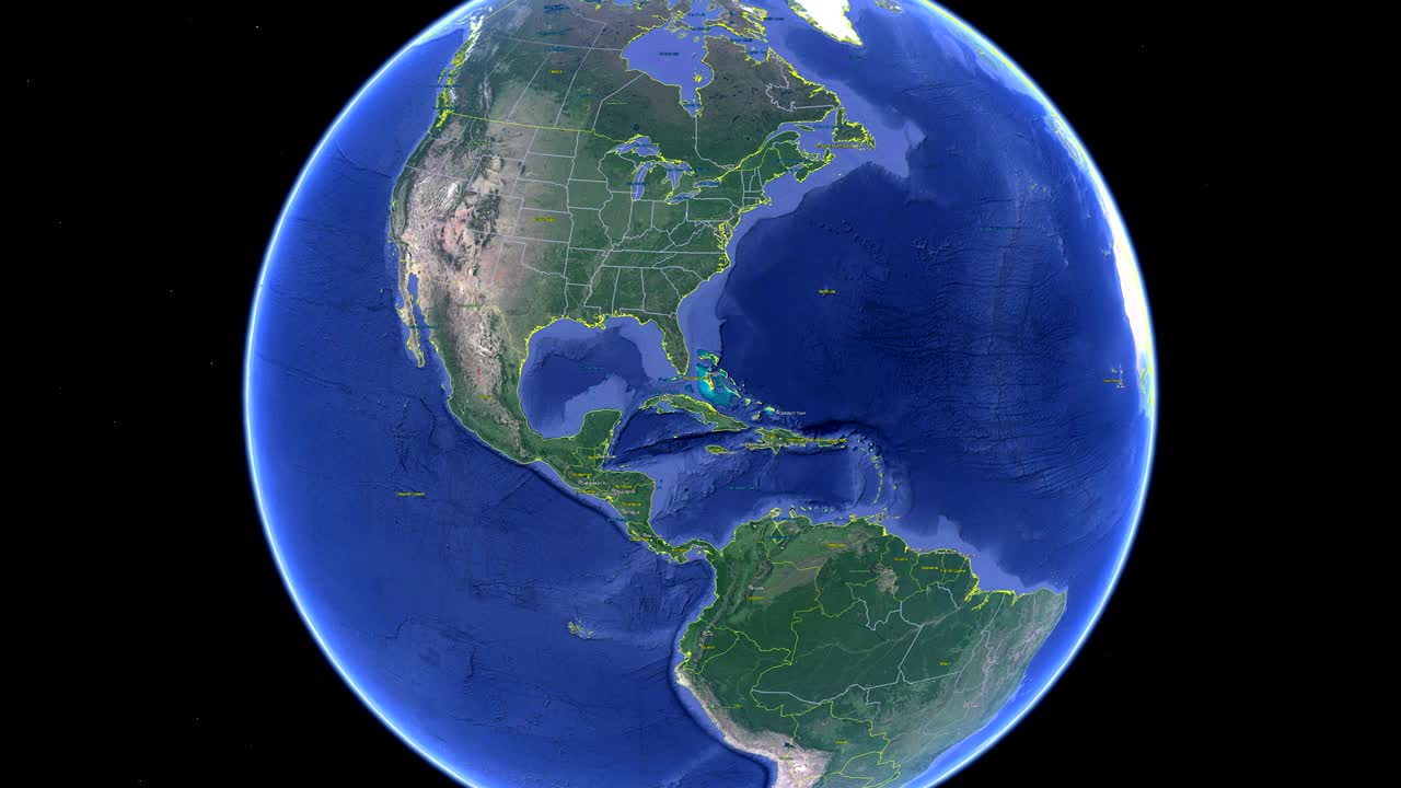 Mexico with flag. 3d earth in space - zoom in Mexico outer