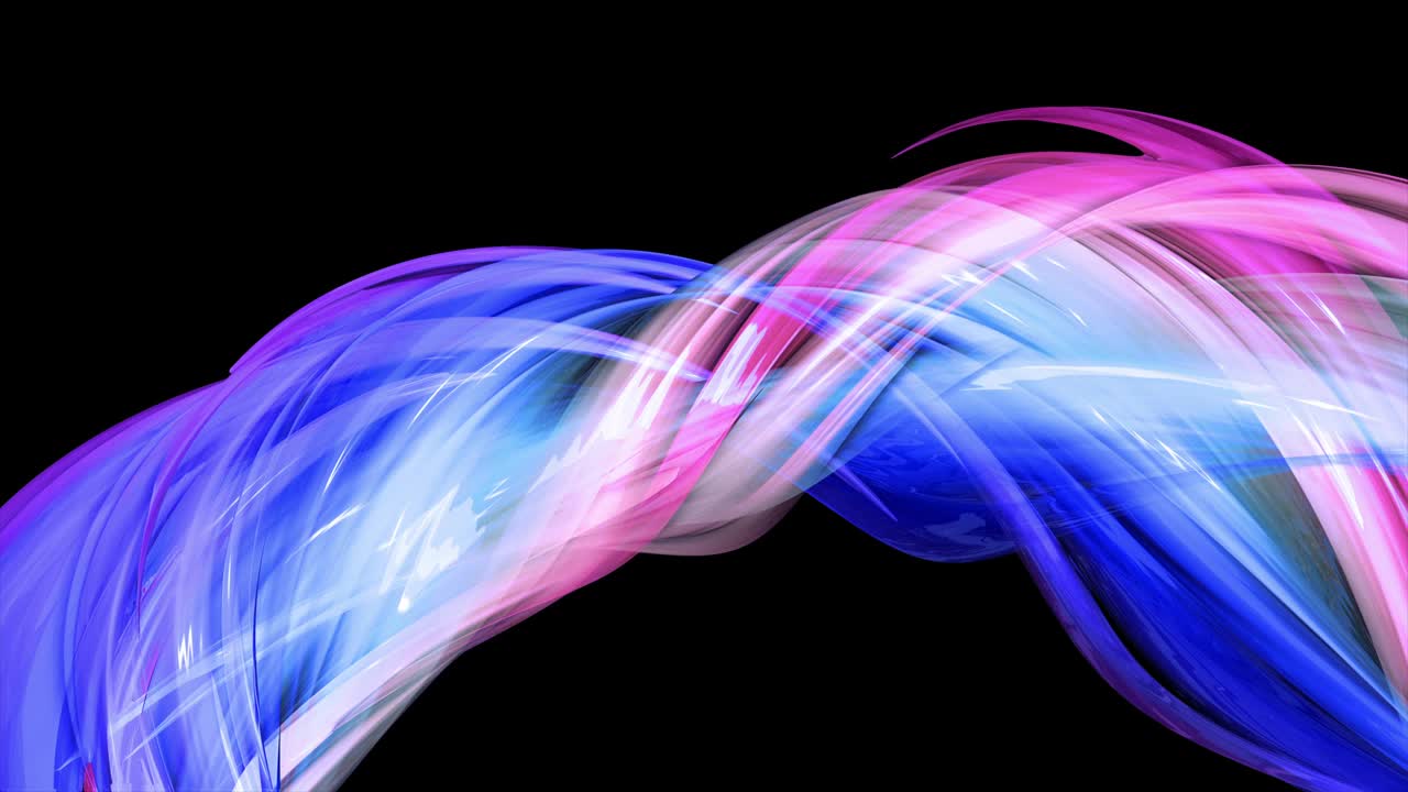 abstract multicolored transparent ribbons move around on a black background. Motion graphics 3d looped background with red blue ribbons. Luma matte as alpha channel. 14