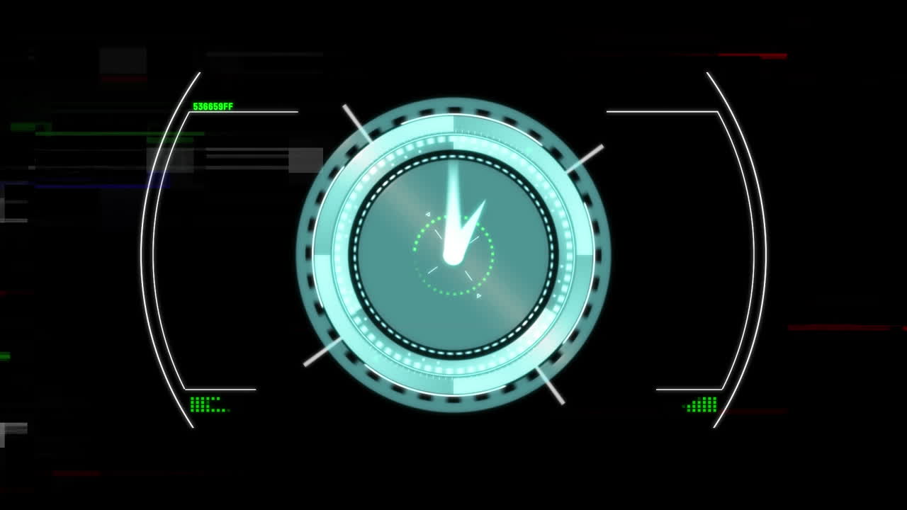 animación del reloj, escaneo del alcance y procesamiento de datos
