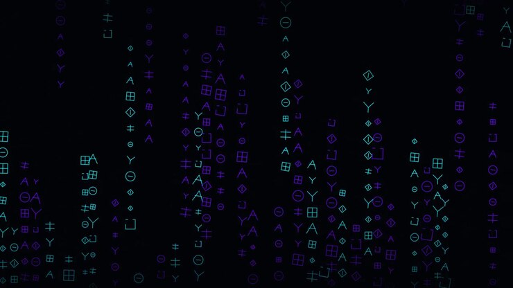 Digital Matrix Rain Effect with Abstract Symbols