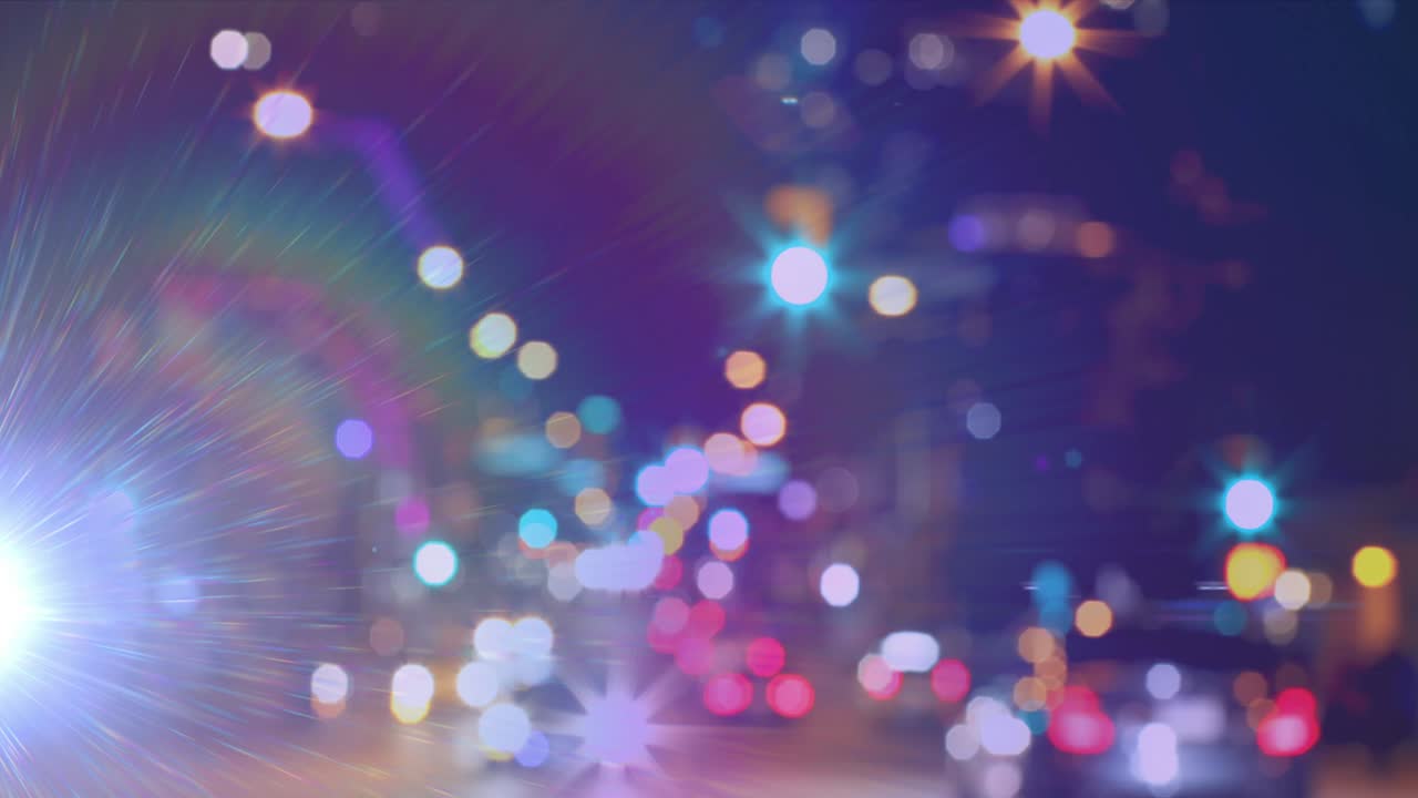 animación de una carretera en cirty con una luz azul