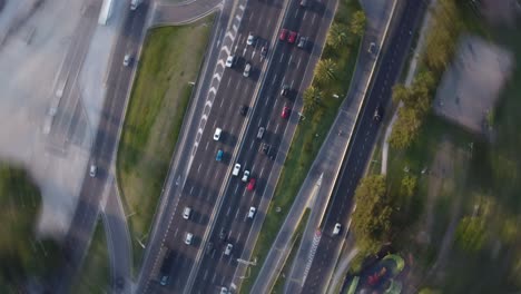 vertigo circular rotation pov of cars and vehicles driving on general paz highway in buenos aires, argentina